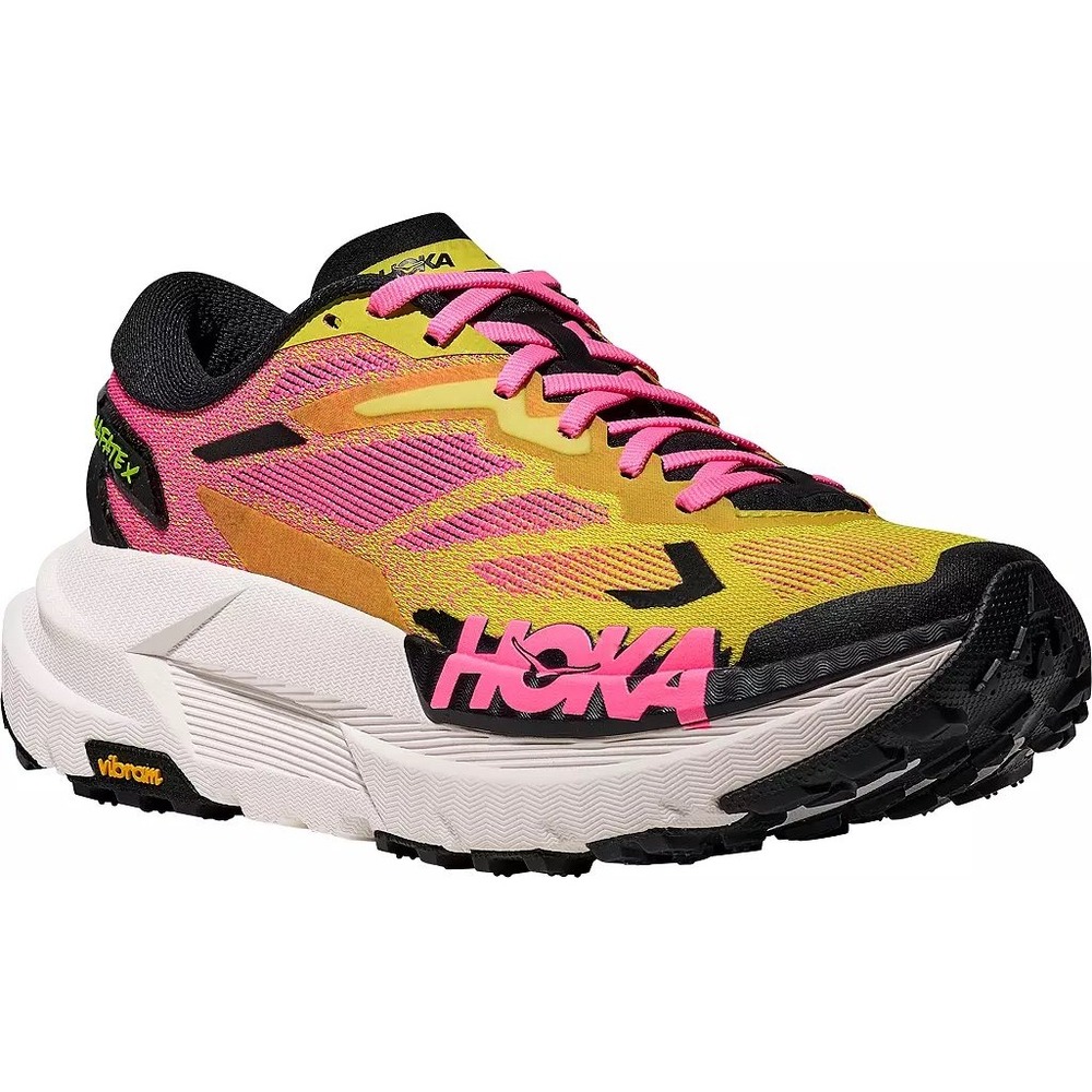 HOKA Women's Mafate X Trail Running Shoes NNH Yellow Pink Size 7.5B NWB